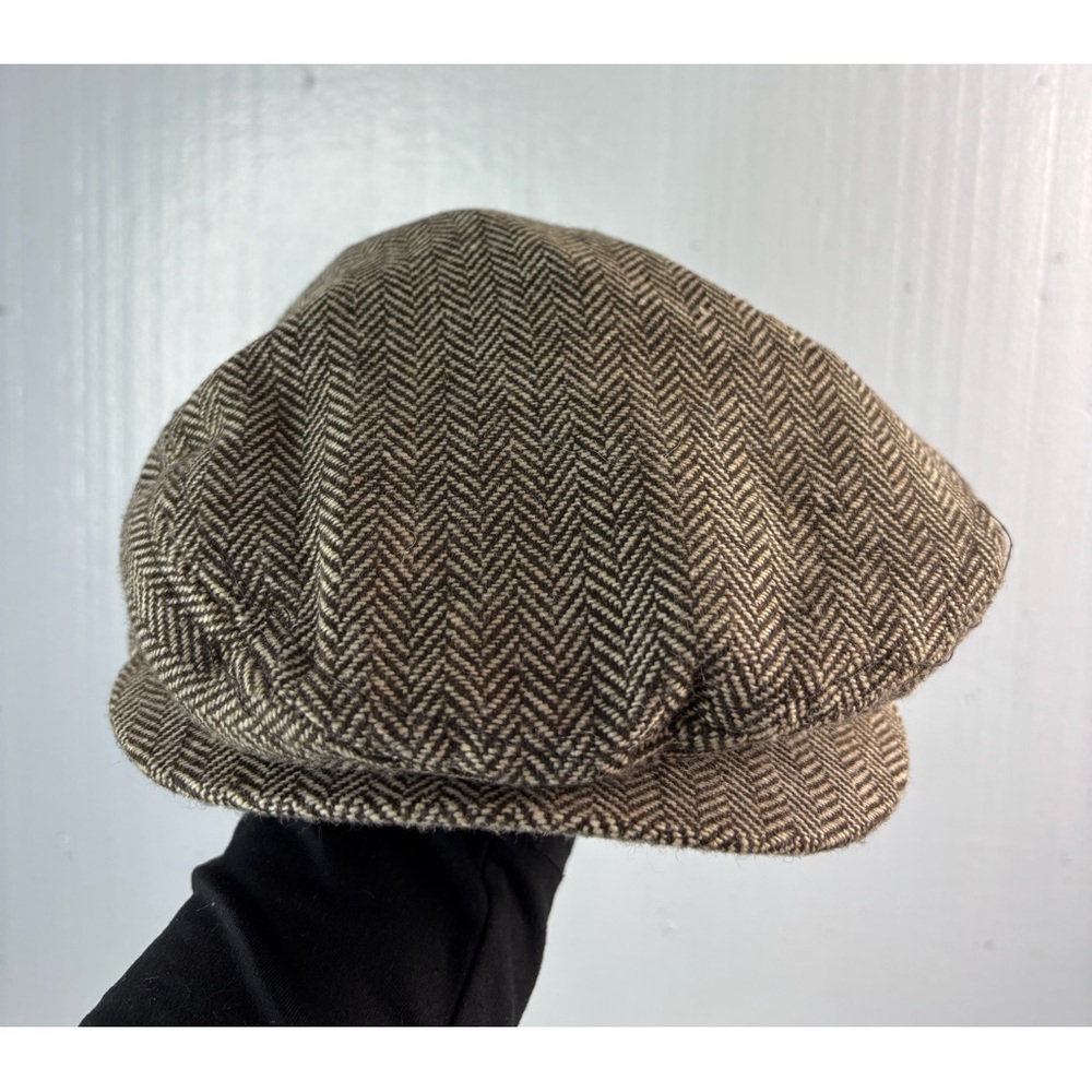 Pierre Cardin Mens Wool Blend Brown Herringbone Snap Brim Cab Cap Hat